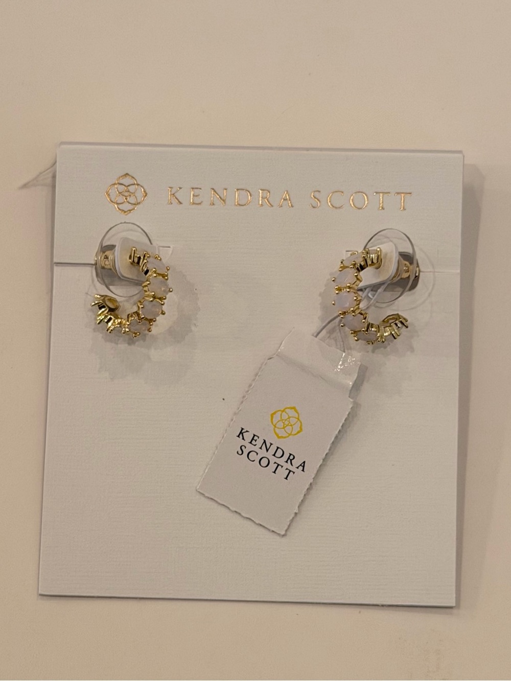 Kendra Scott Cailin Gold Huggie Earrings in White Crystal